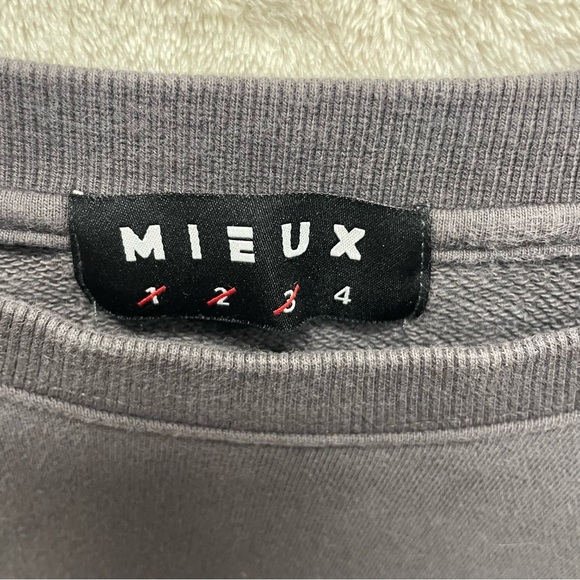 MIEUX UN2 CROP TOP SWEATER sweatshirt shadow gray size 4 (XL) - Picture 8 of 8